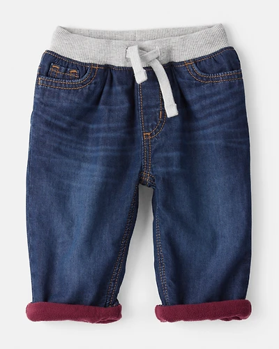 Baby Boy Lined Dark Wash Straight Jeans