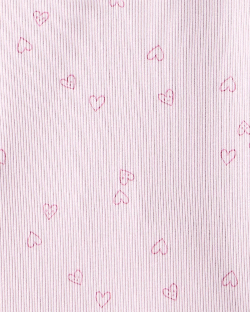 Toddler Girl 2-Pack Heart Print Cotton Long-Sleeve Top - Green/Pink