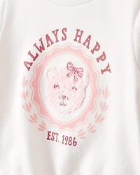 Baby Girl Bear Short-Sleeve Fashion Top - White