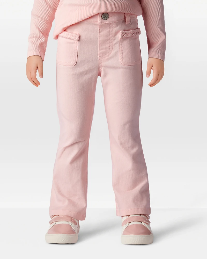 Toddler Girl Cotton Flare Pants - Pink