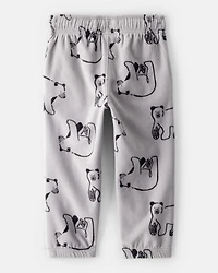 Toddler Boy Polar Bear Fleece Joggers - Grey