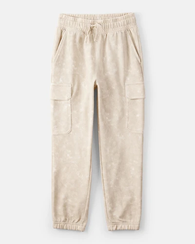 Boys Acid Wash Print French Terry Jogger - Cream