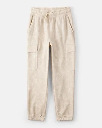 Boys Acid Wash Print French Terry Jogger - Cream