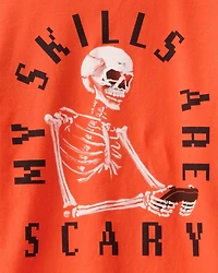 Kid Halloween Video Game Long-Sleeve Graphic Tee - Orange