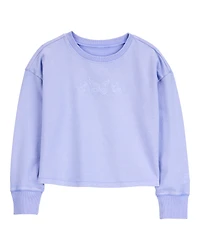 Kid Butterfly-Print French Terry Pullover - Purple