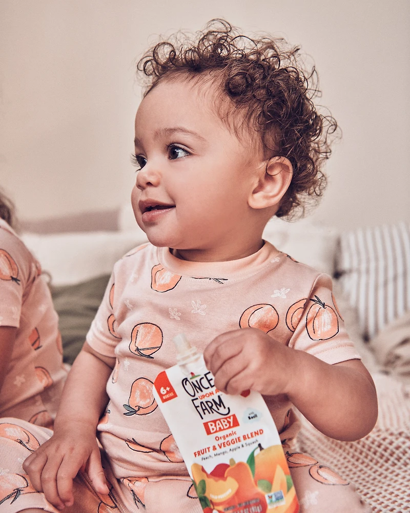 Baby Organic Cotton Pajamas Peach Print