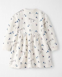 Toddler Girl French Terry Dress Made with Organic Cotton in Snowy Slopes Print