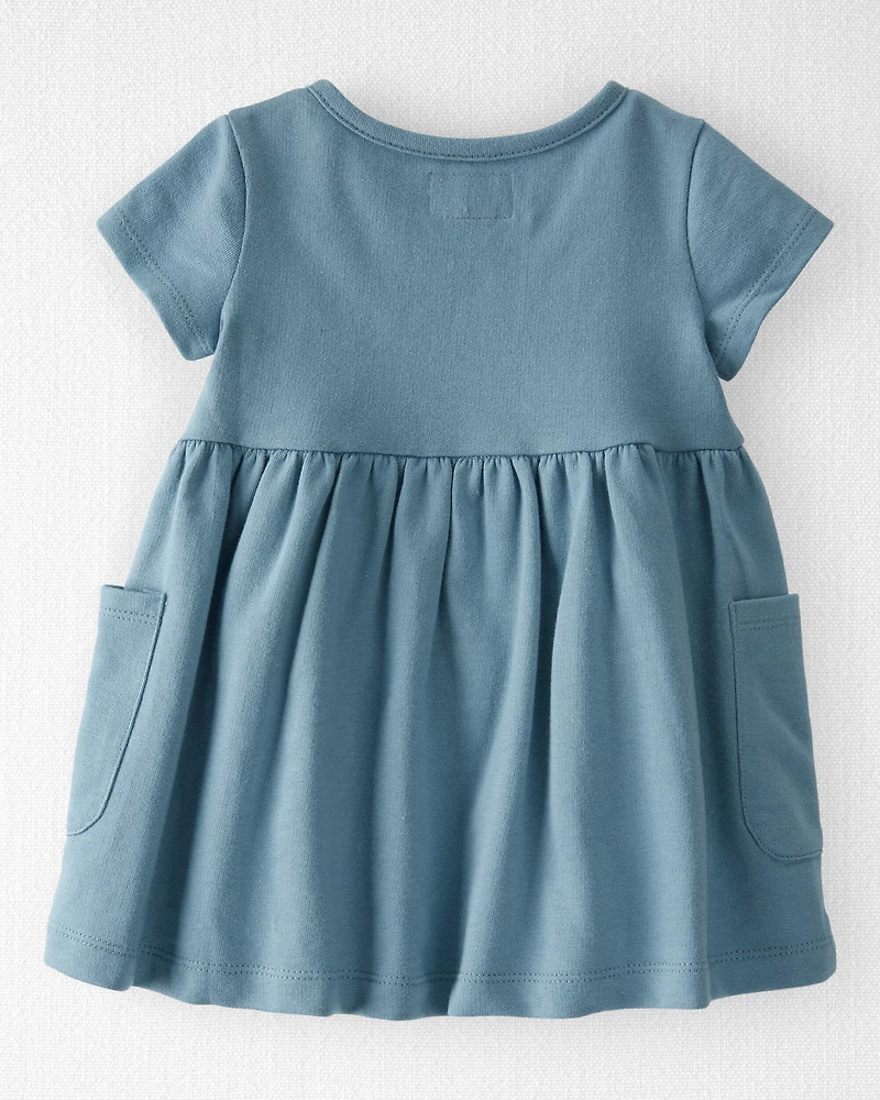Baby Organic Cotton Pocket Dress in Cottage Blue