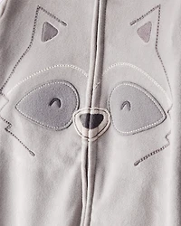 Toddler Boy Raccoon DreamPlush Long-Sleeve Snug Fit 1-Piece Pajamas - Grey