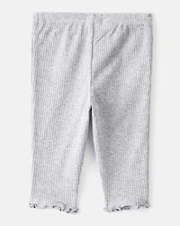 Baby Girl Knit Pull-On Pants - Grey