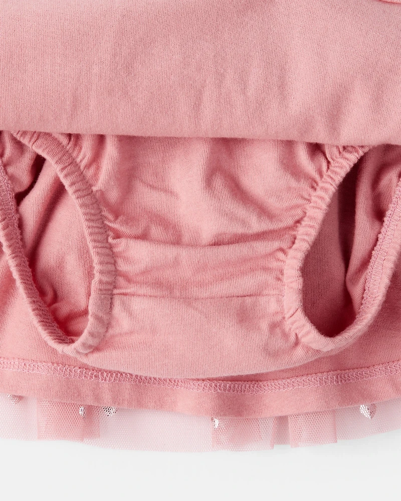 Baby Girl Heart Tulle Skort - Pink