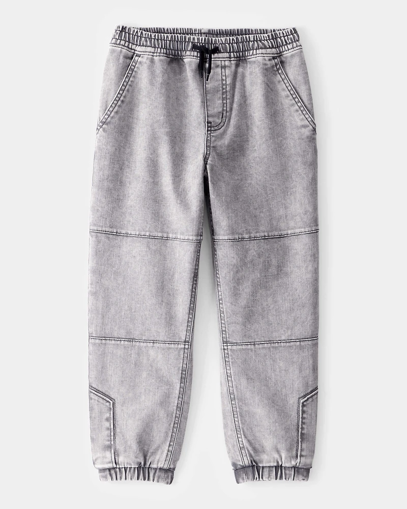 Kid Tapered Iconic Denim Drawstring Joggers -  Volcano Wash