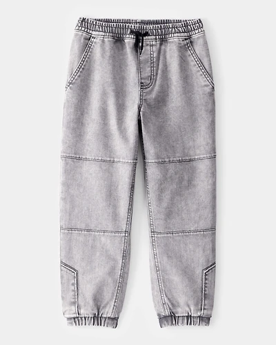 Kid Tapered Iconic Denim Drawstring Joggers -  Volcano Wash
