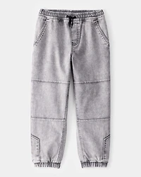 Kid Tapered Iconic Denim Drawstring Joggers -  Volcano Wash