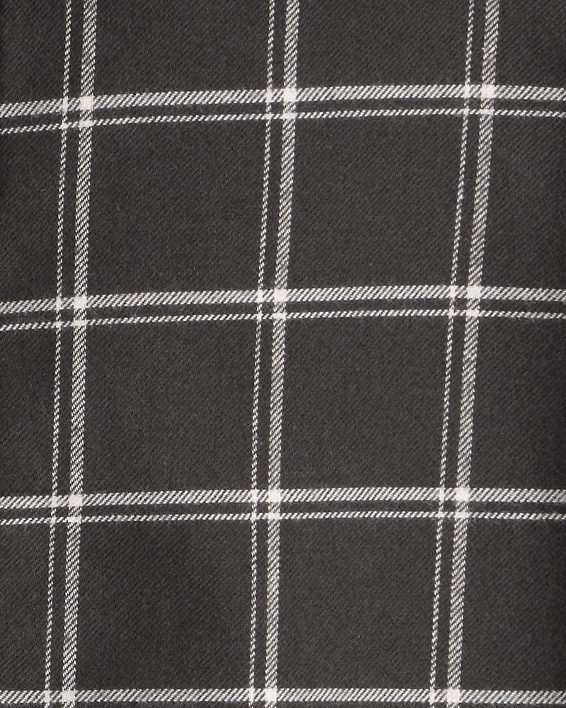 Toddler Boy Plaid Cotton Long-Sleeve Button-Down Shirt - Black