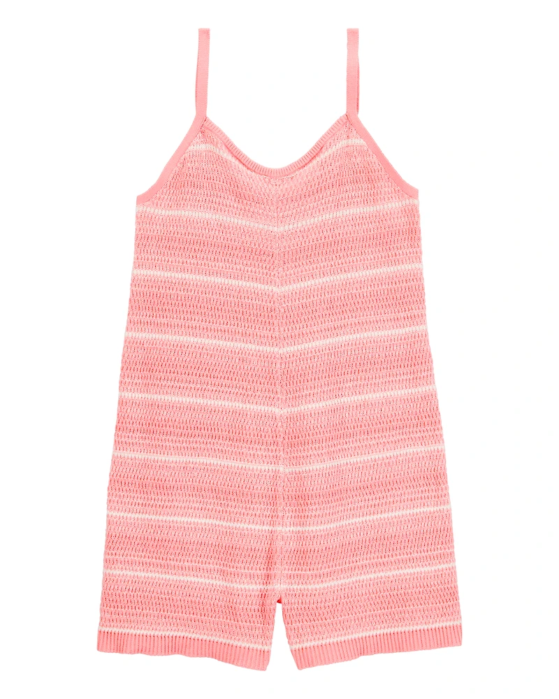 Kid Striped Sweater Knit Romper - Orange