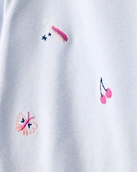Baby Girl 2-Piece Fruit Print Cotton Long-Sleeve Bodysuit & Pant Set - Blue