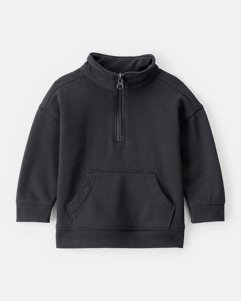 Baby Boy DayDream Fleece Quarter Zip Sweatshirt - Black