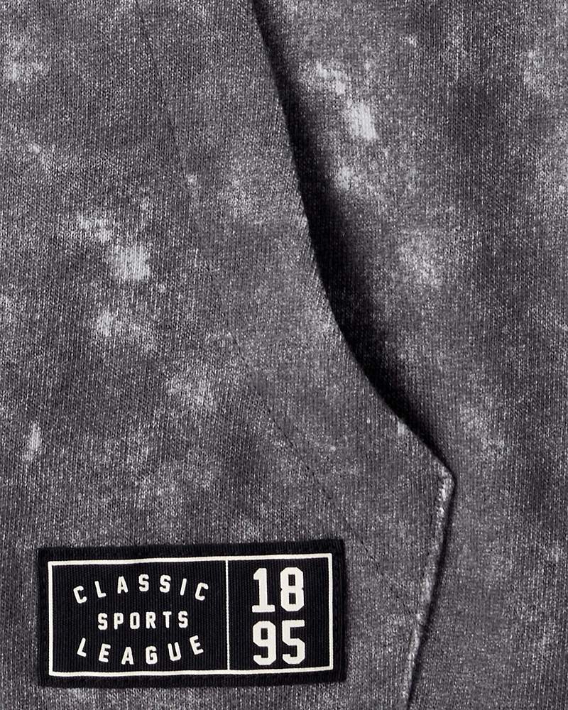 Boys French Terry Acid Wash Hoodie - Grey