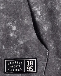 Boys French Terry Acid Wash Hoodie - Grey