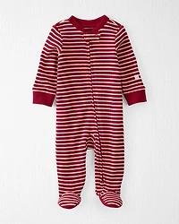 Baby Organic Cotton Waffle Knit Striped Sleep & Play Pajamas