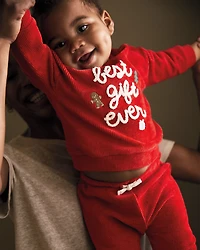 Baby 2-Piece Best Gift Ever Holiday Sweater & Pant Set - Red