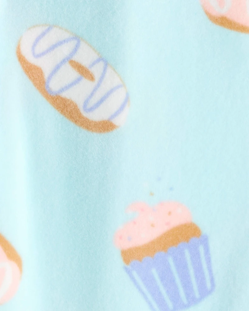 Baby Girl Donuts Print DreamPlush Long-Sleeve Snug Fit 1-Piece Pajamas - Blue