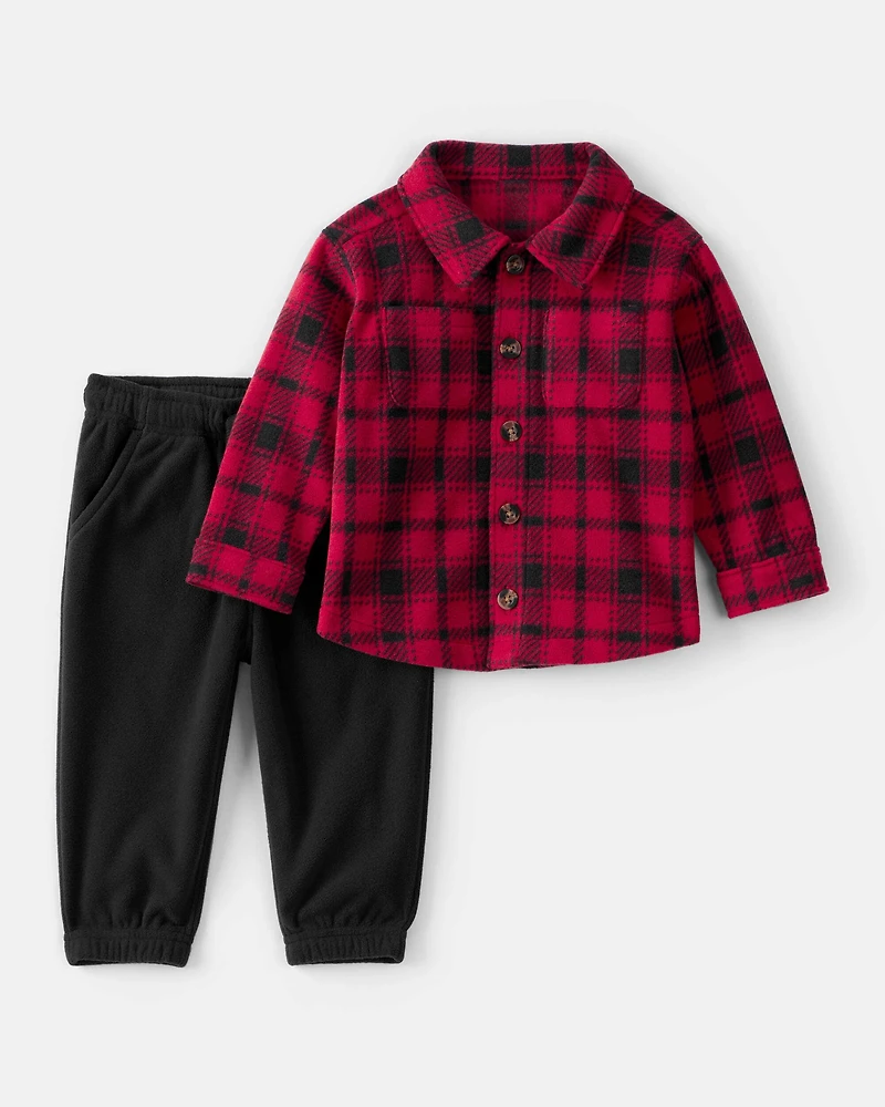 Baby Boy 2-Piece Plaid Shirt and Pants Set