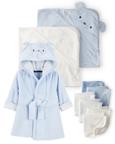 Baby 9-Piece Dog Bath Time Gift Set - Blue