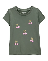 Toddler Cherry Short-Sleeve Graphic Tee - Olive