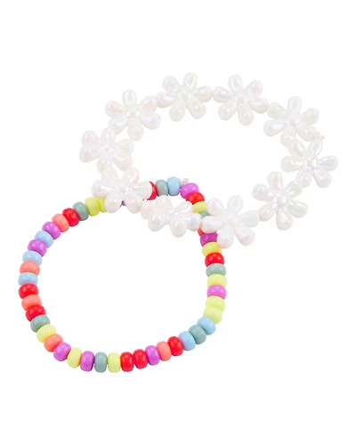 2-Pack Floral Beaded Bracelets