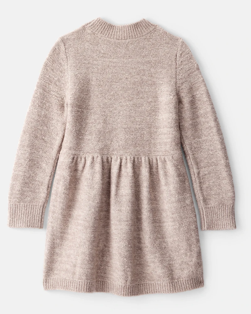 Toddler Girl Sweater Knit Long-Sleeve Dress - Brown