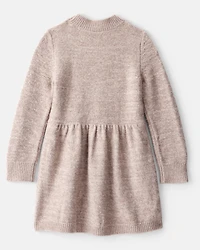 Toddler Girl Sweater Knit Long-Sleeve Dress - Brown