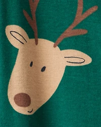 Baby Reindeer 100% Cotton Snug Fit 2-Way Zip Sleep & Play Pajamas - Green