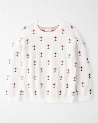 Girls Organic Cotton Sweater Knit Wildflower Maze Print