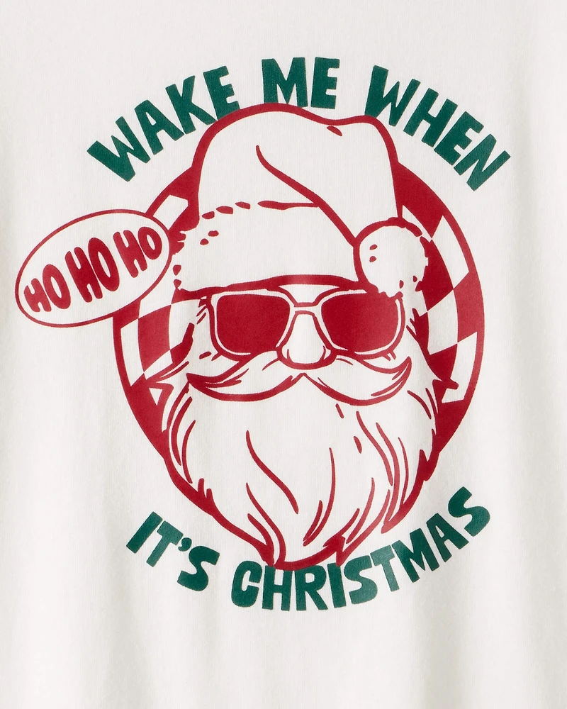 Boys Christmas Santa Graphic Tee - White