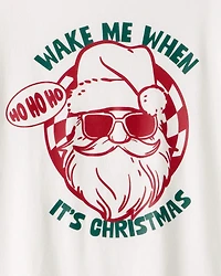 Boys Christmas Santa Graphic Tee - White
