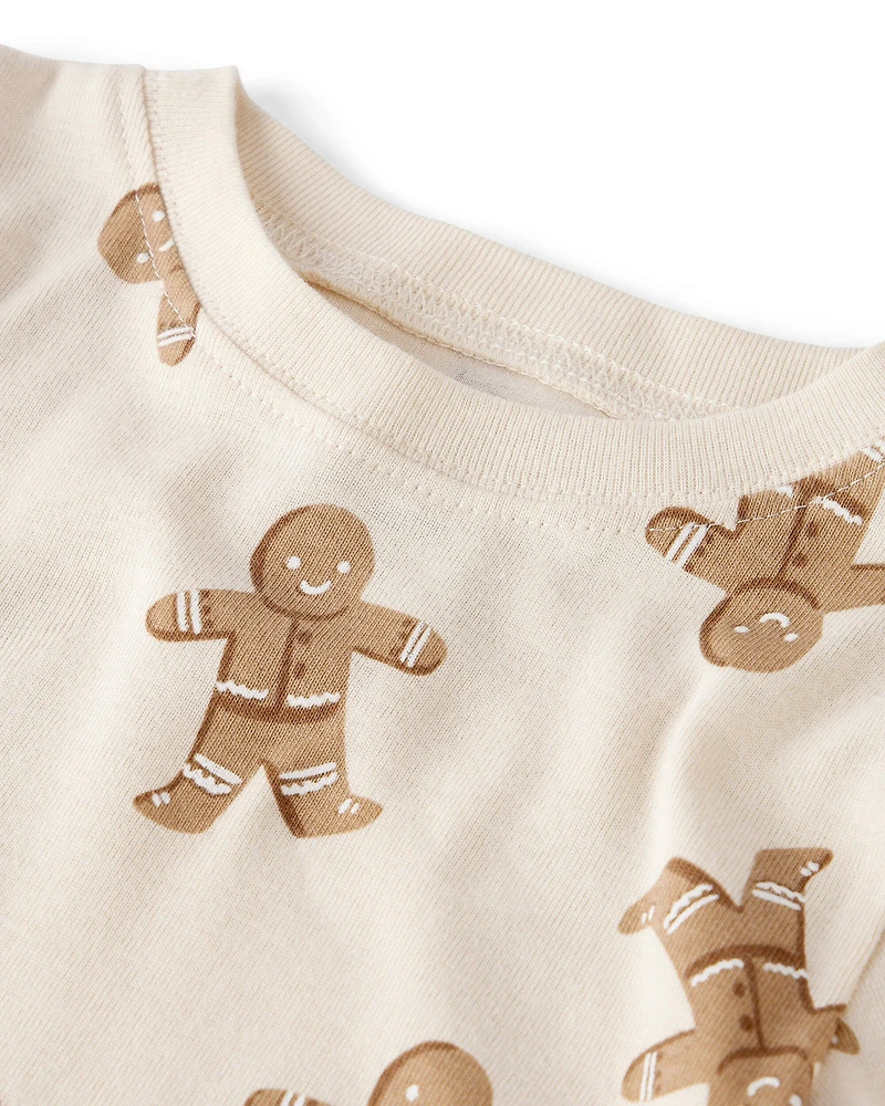 Adult Organic Cotton Pajamas Set Gingerbread Man Print