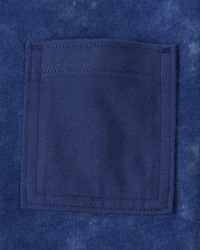 Boys Acid Wash Cotton Short-Sleeve Pocket Tee - Navy