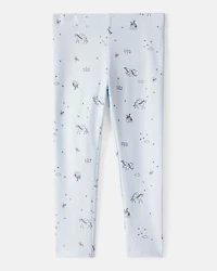 Toddler Girl Printed Cotton Pull-On Stretch Leggings - Blue
