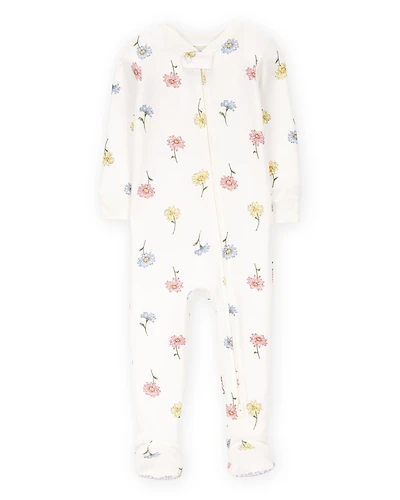 Baby Girl Floral Print PurelySoft Footie 1-Piece Pajamas - Ivory