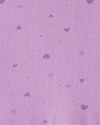 Girls Heart Print Long Sleeve Cotton Dress - Purple