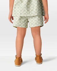 Toddler Tropical Print Drawstring Shorts - Green