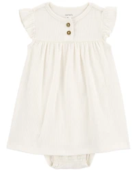 Baby Girl 2-Piece Bodysuit Dress & Cardigan Set - Grey/White