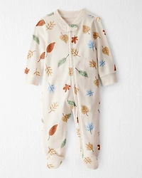 Baby Organic Cotton Sleep & Play Pajamas in Autumn Leaves Print