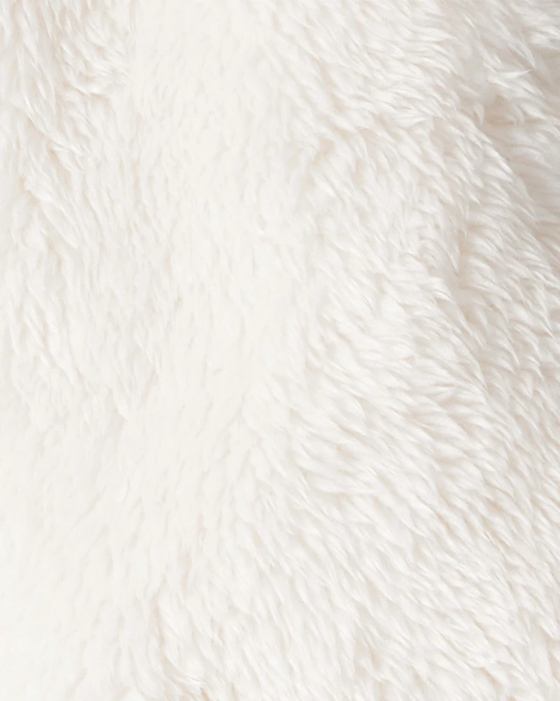 Baby Sherpa Long-Sleeve Hooded Zip-Up Jacket - Ivory