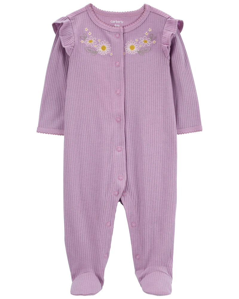 Baby Floral Snap-Up Ribbed Sleep & Play Pajamas