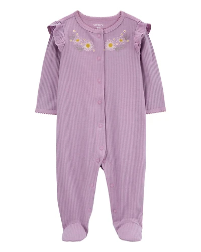 Baby Floral Snap-Up Ribbed Sleep & Play Pajamas