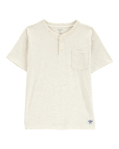 Kid Pocket Henley Tee - Cream