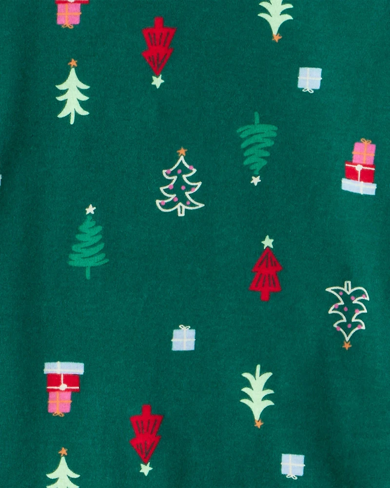 Kid Green Trees 100% Cotton Long-Sleeve Snug Fit 2-Piece Pajamas